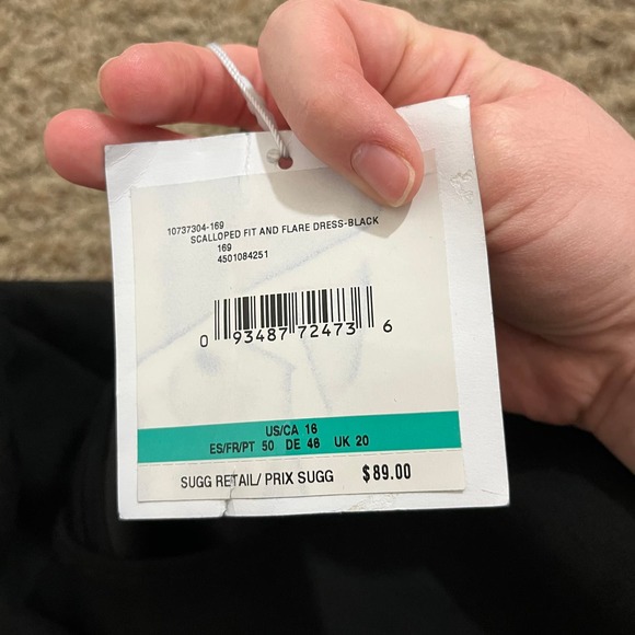 Pappagallo Dress Womens Size 16 Black Scalloped Fit And Flare Mini Short Sleeve - Picture 6 of 9